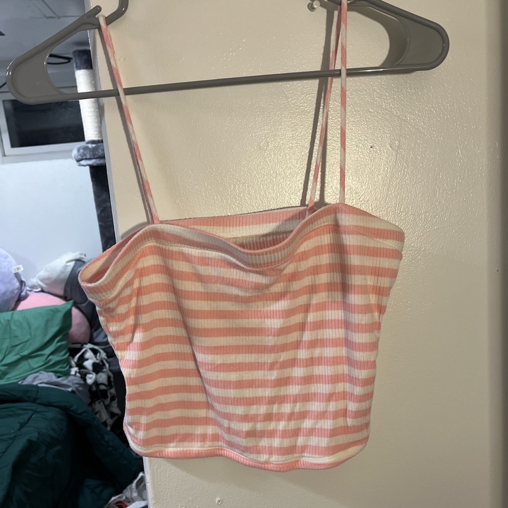 Pacsun Pink and White Tank Top